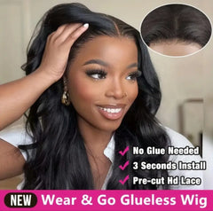 180 Density, Wave Body Lace Front Wigs 4X4 Closed Hair Wigs For Women Black Hair Before Plucking With Baby Hair  