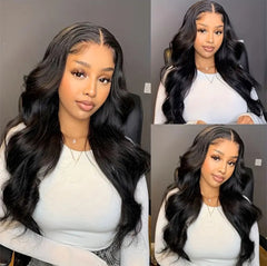 180 Density, Wave Body Lace Front Wigs 4X4 Closed Hair Wigs For Women Black Hair Before Plucking With Baby Hair  