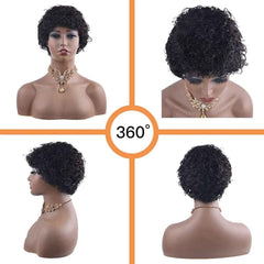 6 Inch Short Curly Wigs For Black Women Human Hair Wig Pixie Cut Wig Natural Black Color 100% Brazilian Virgin Hair Short Human Hair Afro Kinky Curly Wigs