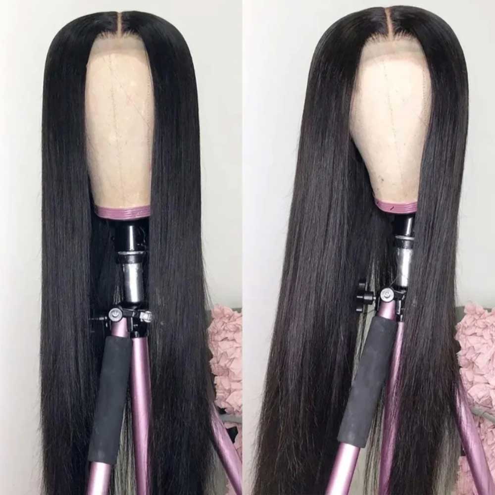 4x4 Natural Elegance: Glueless Straight Lace Front Hair Wig