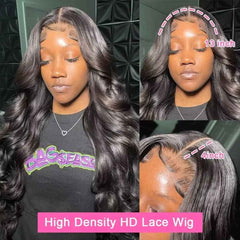 Human Hair Body Wave Wig - 180 Density, Pre-Plucked, 13x4 HD Transparent Lace Frontal