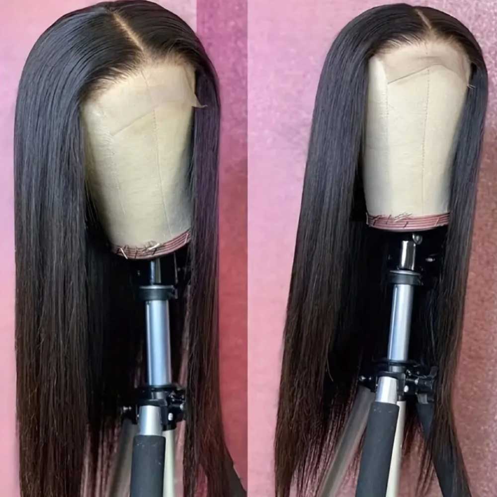 4x4 Natural Elegance: Glueless Straight Lace Front Hair Wig