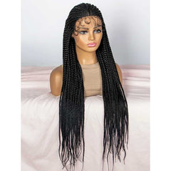 32-Inch Extra Long Braided Synthetic Wig, 13x9 Lace Front Elegance