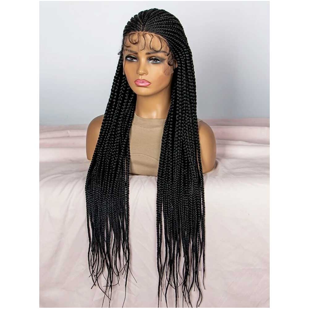 32-Inch Extra Long Braided Synthetic Wig, 13x9 Lace Front Elegance