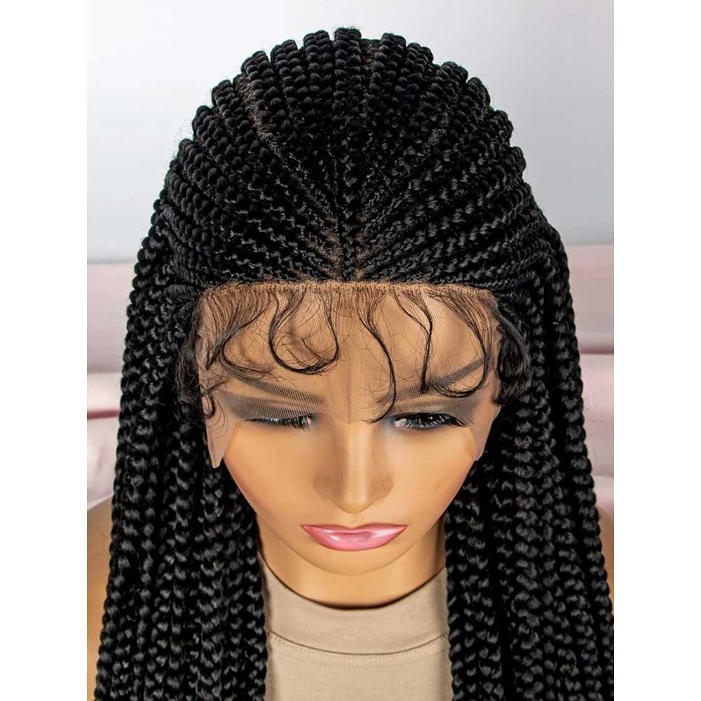 32-Inch Extra Long Braided Synthetic Wig, 13x9 Lace Front Elegance