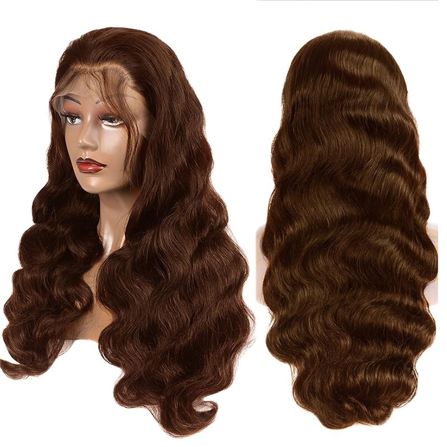 Auburn Brown Chocolate Brown Body Wave Real Human Hair Wig 13 X 4