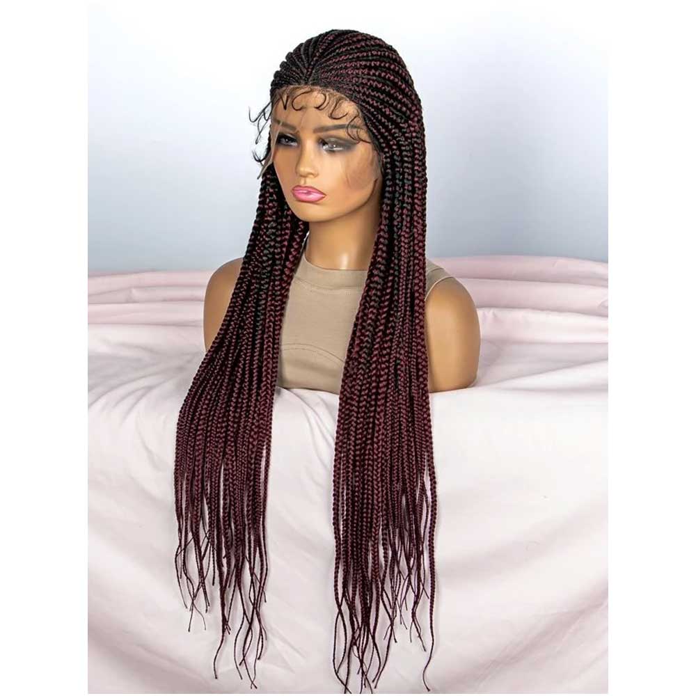 32-Inch Extra Long Braided Synthetic Wig, 13x9 Lace Front Elegance