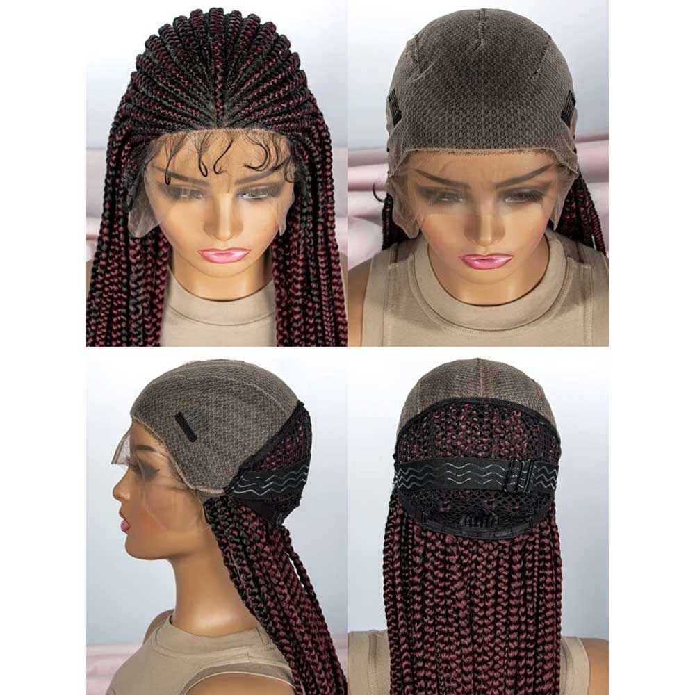 32-Inch Extra Long Braided Synthetic Wig, 13x9 Lace Front Elegance