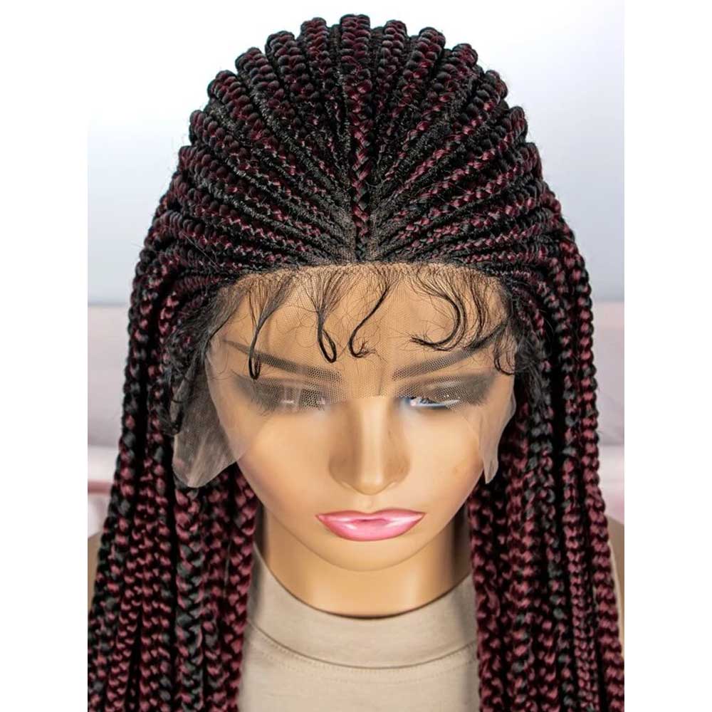 32-Inch Extra Long Braided Synthetic Wig, 13x9 Lace Front Elegance